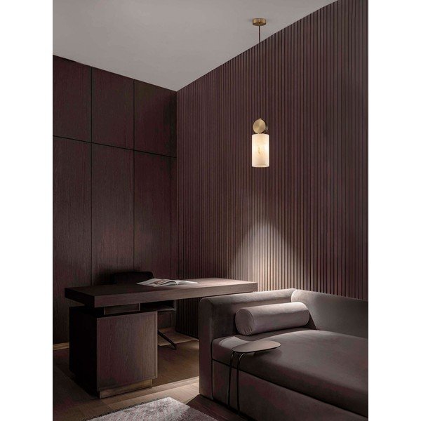 Kreemikas/messingvärvi ripplamp kivist dekooriga, ø 12 cm Maru - Nova Luce-image-1