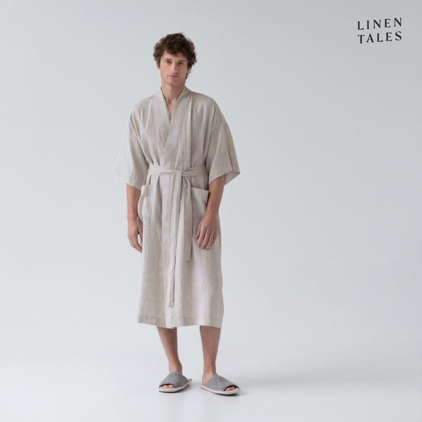 Beež linane hommikumantel suurus L/XL Summer - Linen Tales-image-1