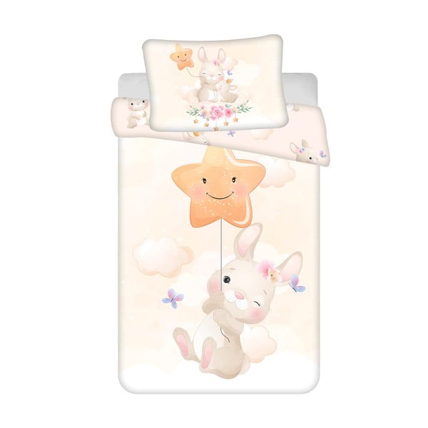 Kollane puuvillane laste voodipesu 100x135 cm Bunny "Star" - Jerry Fabrics