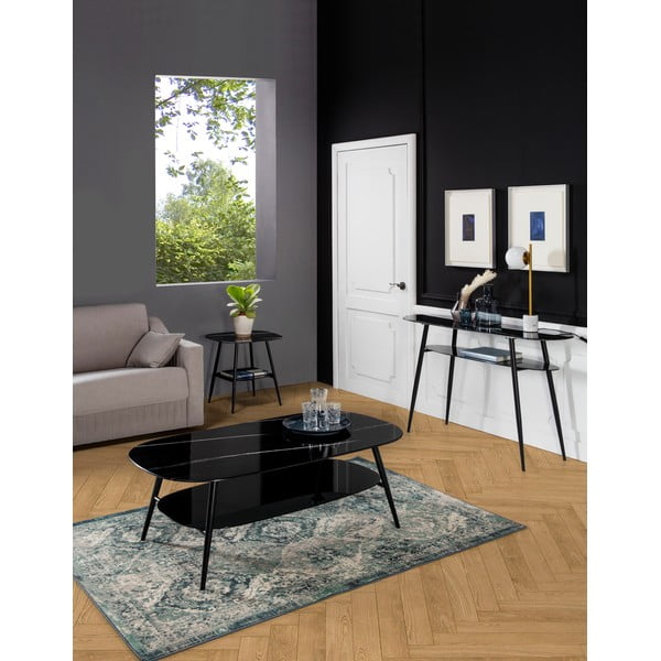 Must konsoollaud marmorse dekooriga klaasist lauaga Alina - Marckeric-image-1