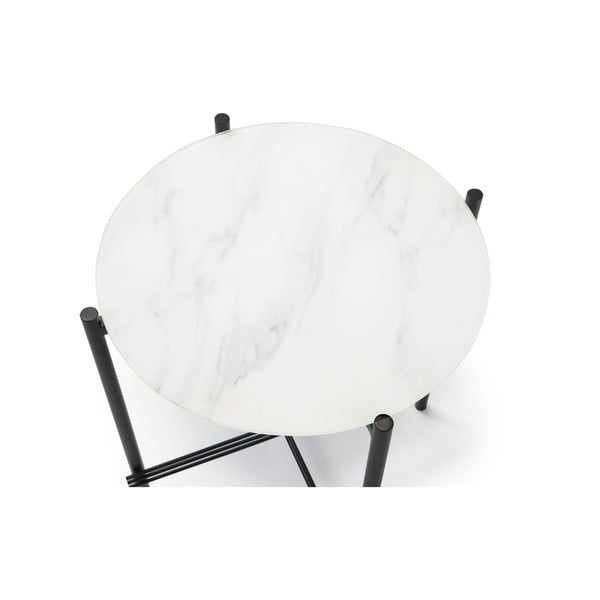 Must-valge marmorse dekooriga klaasist kohvilaud , ø 47 cm Kendall - Marckeric-image-3
