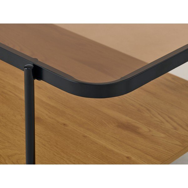 Naturaalse värvi klaasist pealispinnaga kohvilaud 60x120 cm Hassel - Unique Furniture-image-1