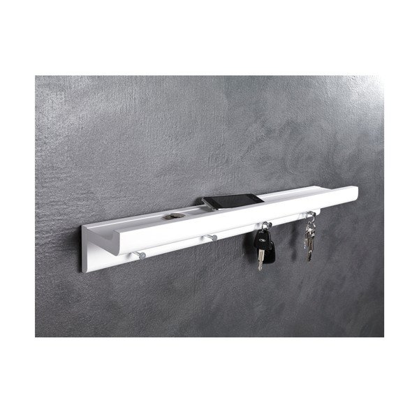 Valge kuusepuidust seinanagi riiuliga Trays - Tomasucci-image-3