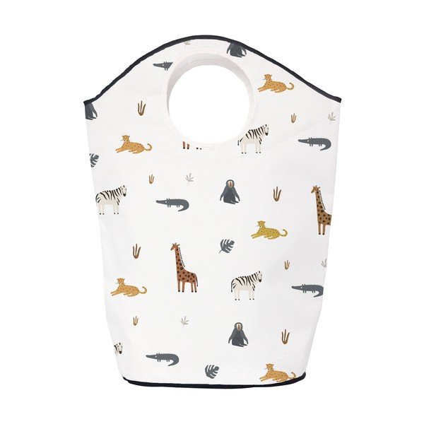 Valge riidest laste mänguasjakorv 57x26x70 cm Safari Animals - Butter Kings