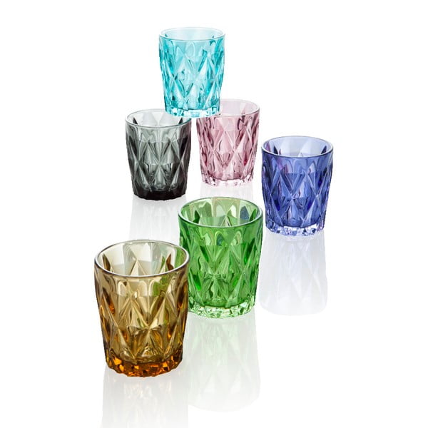 Sada 6 barevných skleniček Brandani Diamante