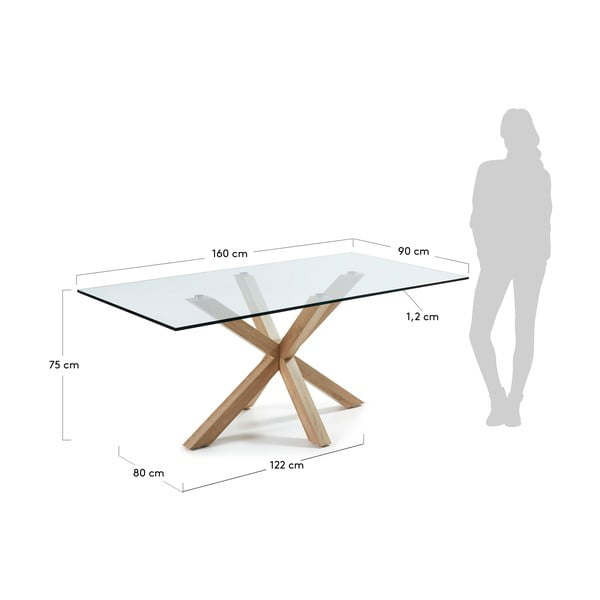 Klaasist söögilaud naturaalse alusega , 160 x 90 cm Argo - Kave Home-image-4