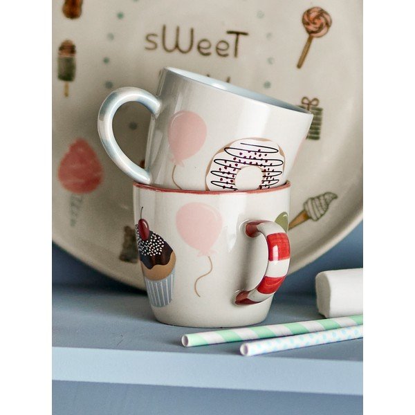 Kreemjad laste kruusid komplektis 2 tükki, valmistatud kivikeraamikast, 200 ml Darby - Bloomingville Mini-image-1