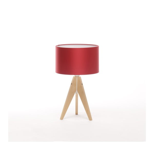 Červená stolní lampa Artist, bříza, Ø 25 cm