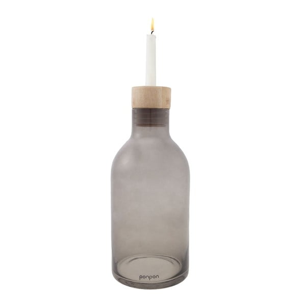 Váza/svícen Bottle 25,5 cm, šedá