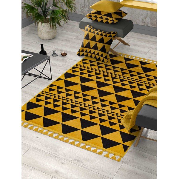 Kollane pestav vaip 200x100 cm - Vitaus-image-1