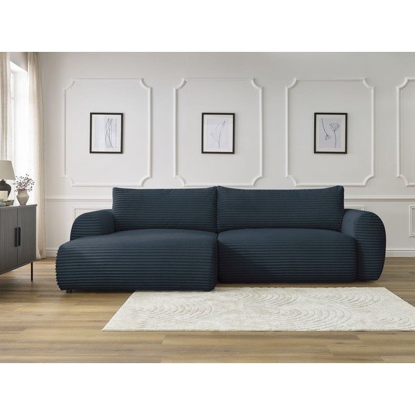 Tumesinine velvetist nurgadiivanvoodi (vasak nurk) Lucien - Bobochic Paris-image-1