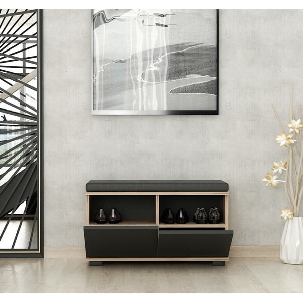 Pähklipuu dekooriga kingakapp koos pingiga Drago - Kalune Design-image-4