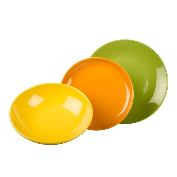 18dílná sada talířů Kaleidos, zeleno-oranžovo-žlutá