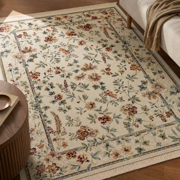Kreem viskoosist vaip 160x230 cm Oriental Flowers – Nouristan-image-1