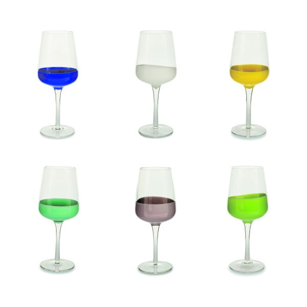 Sada 6 barevných sklenic na víno Villa d'Este Miami Marrakesh, 430 ml