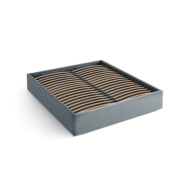 Helesinine polsterdatud kaheinimesevoodi panipaigaga/ilma peatsita, koos raamiga 140x200 cm Susan – Micadoni