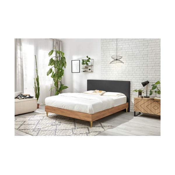 Tumehall/loomulik kaheinimese voodi võrega 160x200 cm Noa - Bobochic Paris-image-2