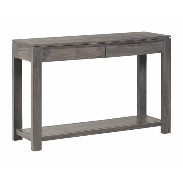 Konzolový stolek  z masivního šedě mořeného akáciového dřeva se 2 zásuvkami Zara Simple