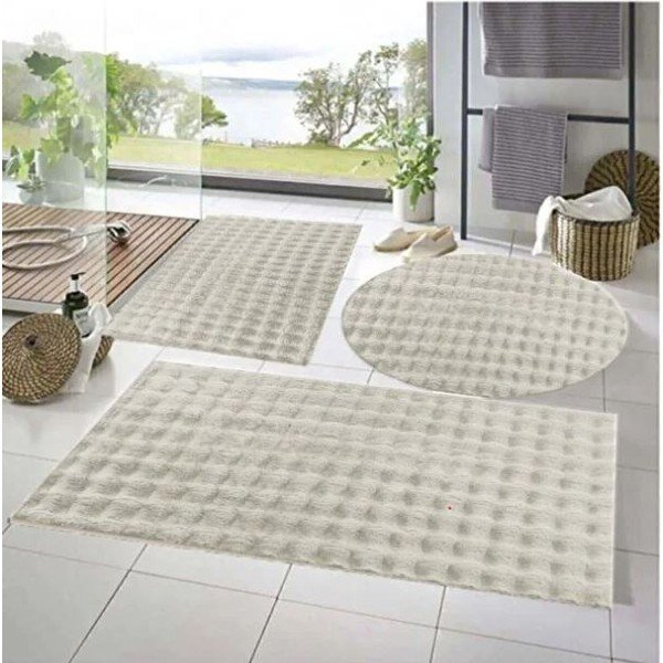 Kreemikad vannitoamatid komplektis 3 tükki 60x100 cm Powder - Mila Home