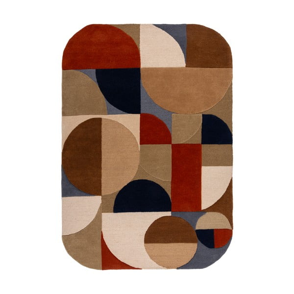 Terrakottapunane käsitsi kootud villane vaip 160x230 cm Mia Arch - Flair Rugs