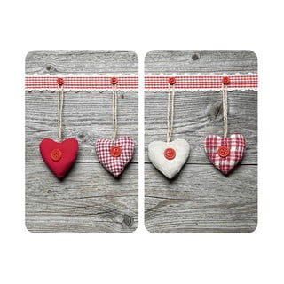 Klaasist pliidikatte komplekt 2 tk, 52 x 30 cm Hearts - Wenko