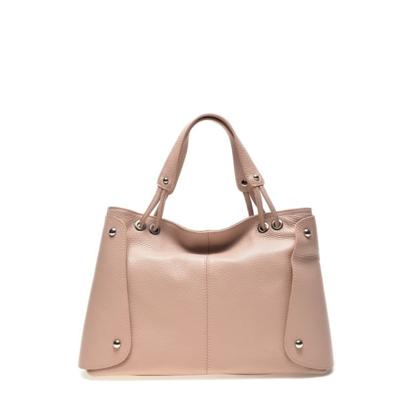 Světle růžová kožená kabelka Carla Ferreri