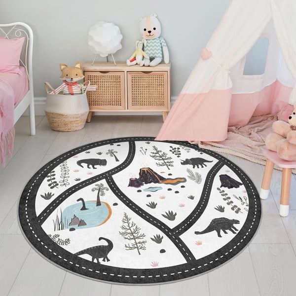 Must-valge pestav laste mänguvaip ø120 cm Dino Park - Mila Home-image-4