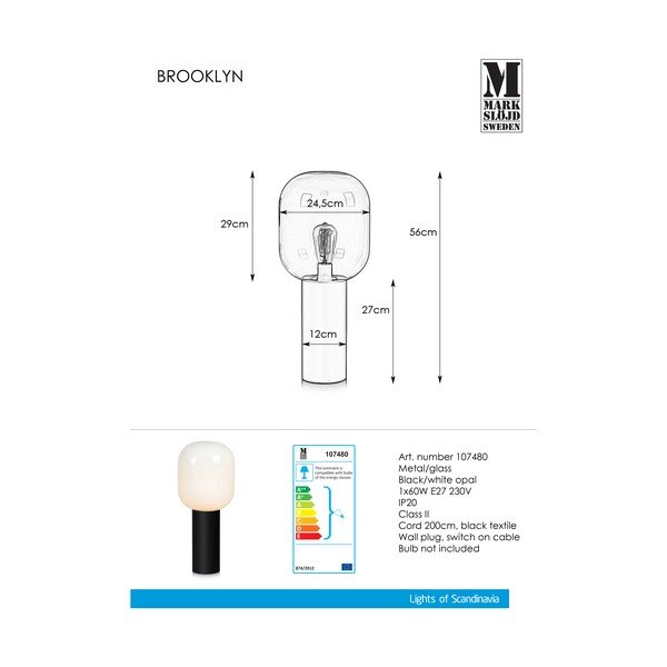 Valge laualamp Brooklyn Smoke, ø 24 cm - Markslöjd-image-2