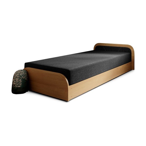 Ookerkollane/tumehall polsterdatud/puitlaastplaadist üheinimesevoodi panipaiga ja madratsiga 80x190 cm Parys - ELTAP