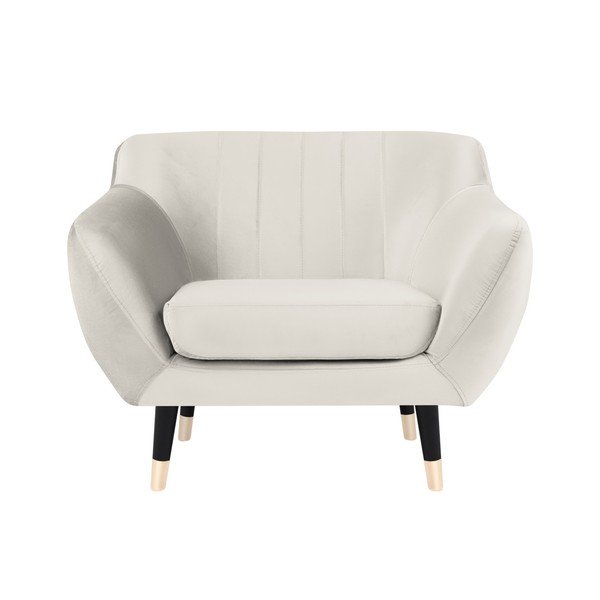 Krémové křeslo s černými nohami Mazzini Sofas Benito