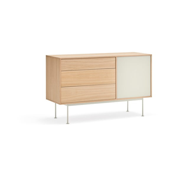 Tammepuuvineeriga kreemjas valge kapp , laius 128 cm Yoko - Teulat-image-2