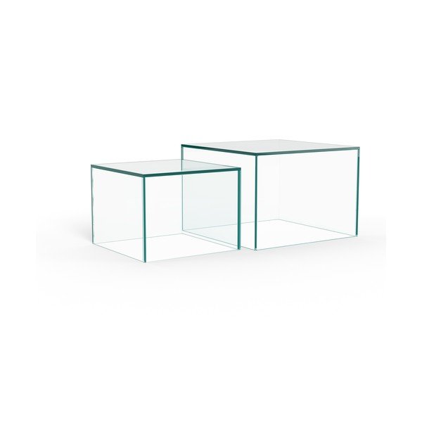 Klaasist diivanilauad 2tk komplektis 50x50 cm Dice - Actona