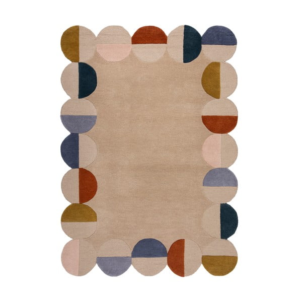 Beež käsitsi kootud villane vaip 160x230 cm Mia Scallop Frame - Flair Rugs