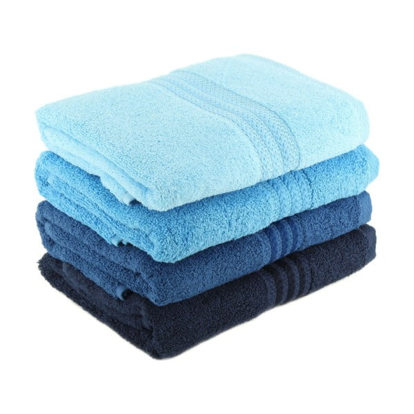 Komplekt 4 sinist puuvillast rätikut Sky, 50 x 90 cm - Foutastic-image-1