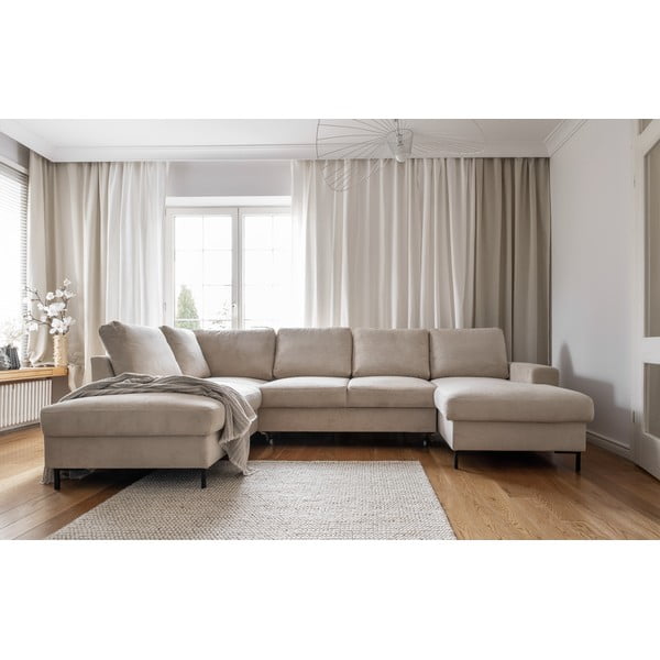 Beež velvetist diivanvoodi (vasakus nurgas) Lofty Lilly - Miuform-image-1