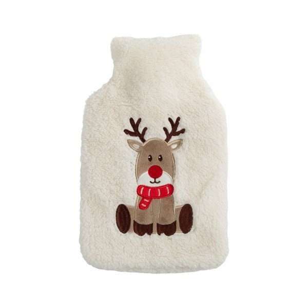 Valge mikroplüüs kuumaveepudel 1,2 l XMAS - Tiseco Home Studio