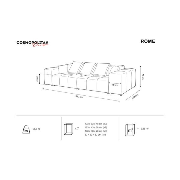 Sinine diivan 320 cm Rome - Cosmopolitan Design-image-4