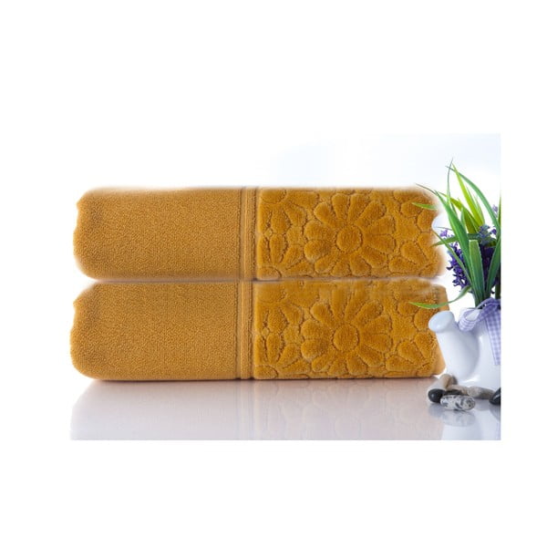 Set dvou ručníků Samba Mustard Color, 50x90 cm