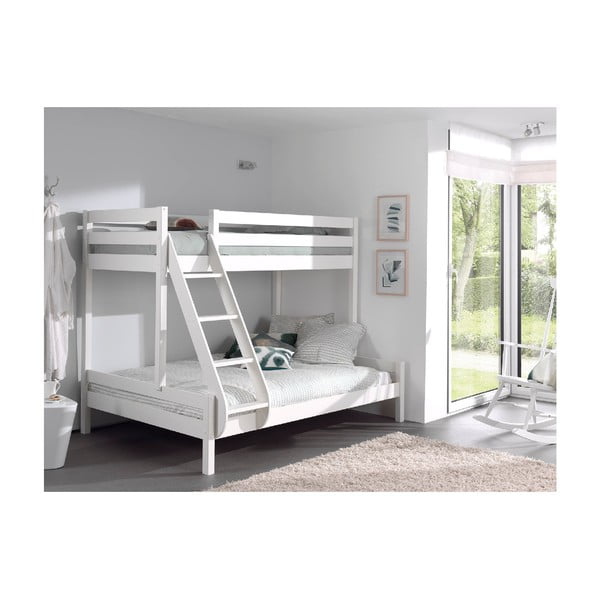 Valge männi kahekorruseline voodi 140x200/90x200 cm Pino Martin - Vipack-image-1