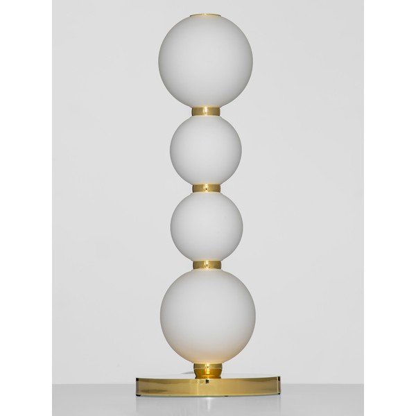 Valge/kuldse värvi metallist LED-laualamp klaasist varjuga (kõrgus 31 cm) Perla - Nova Luce-image-2