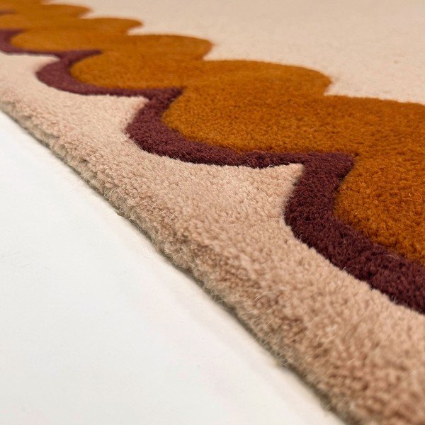 Oranž/naturaalne käsitsi kootud villane vaip 140x200 cm Wiggle Wool - Flair Rugs-image-2