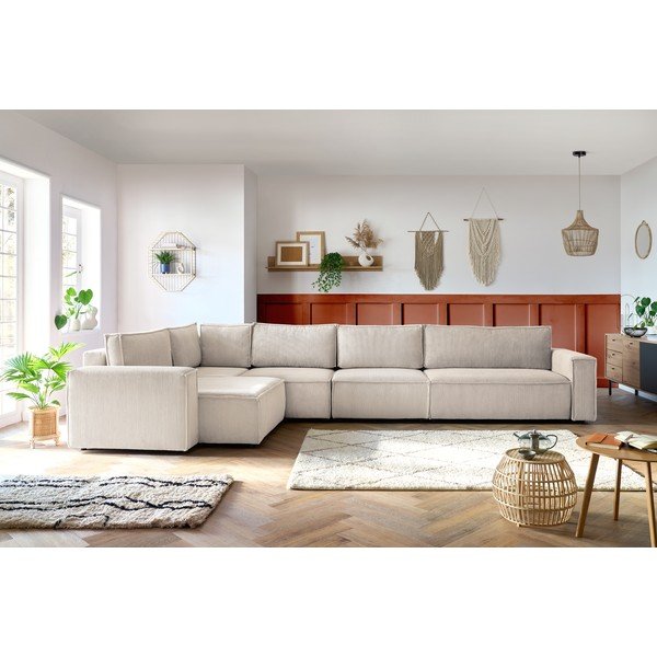 Kreem velvetist nurgadiivan, vasak nurk  Nihad modular - Bobochic Paris-image-1