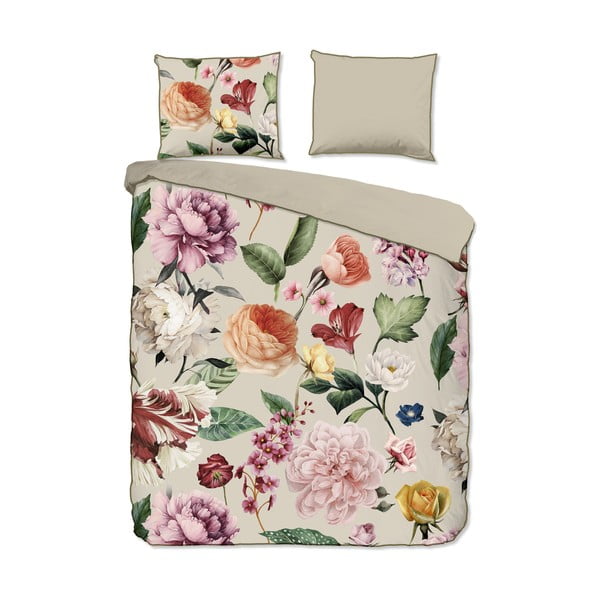 Beež pikendatud satiin-puuvillast voodipesu kaheinimesevoodile 200x220 cm Fiori - Descanso