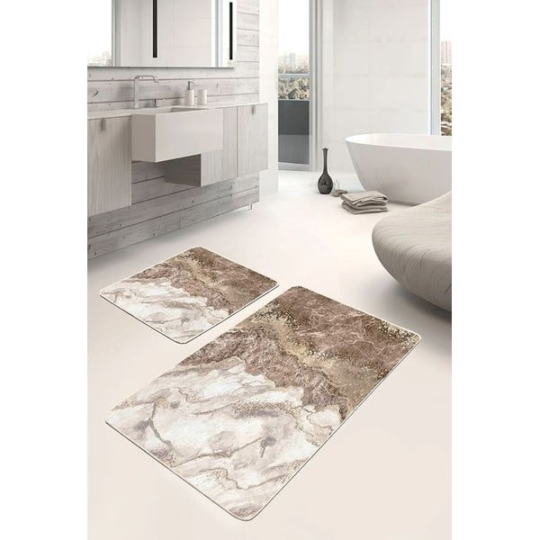 Pruunid vannitoamatid 2 tk 60x100 cm - Mila Home-image-1