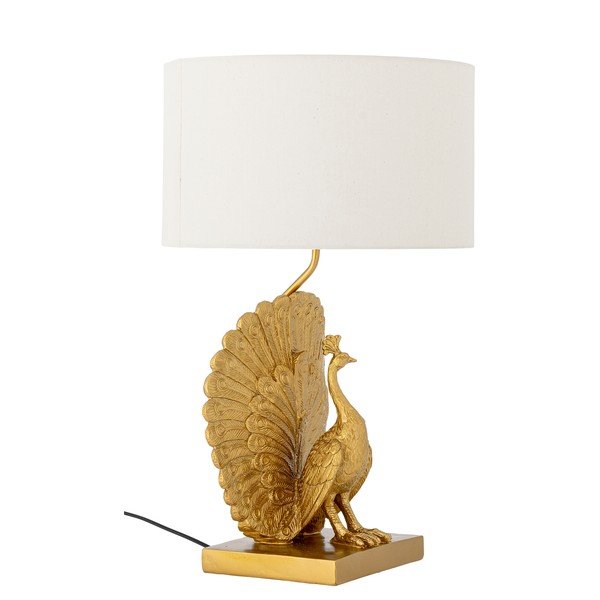 Kuldne lauavalgusti tekstiilist varjuga (kõrgus 58,5 cm) Peacock - Bloomingville-image-3