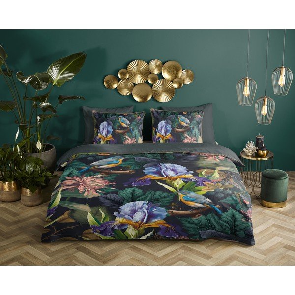 Antratsiitne satiin-puuvillast voodipesu 200x220 cm Dilana - Descanso-image-1