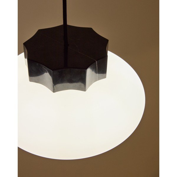 Valge/must metallist ripplamp klaasist varjuga, ø 26 cm Idela - Kave Home-image-2