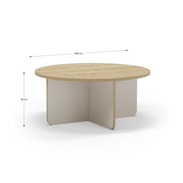 Kreem ümmargune diivanilaud ø 80 cm Hillary - Marckeric-image-4
