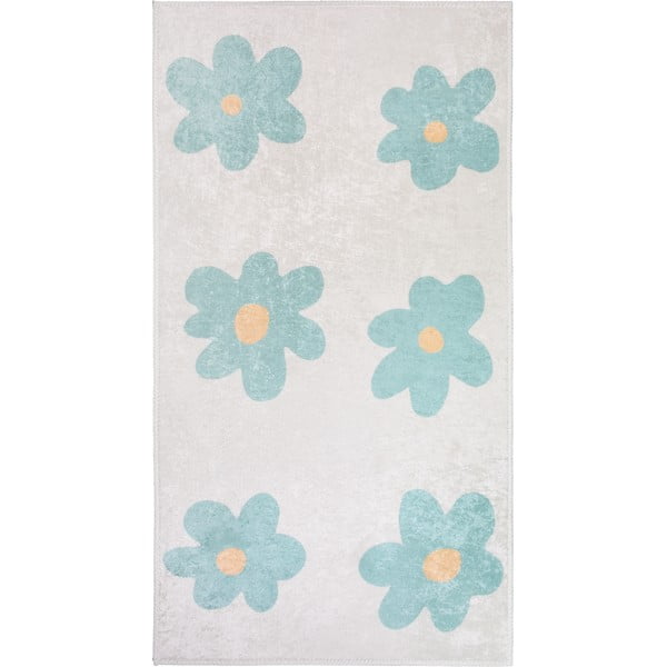 Elevandiluu-mündivärvi pestav laste vaip 160x230 cm Cute Flowers Green - Vitaus