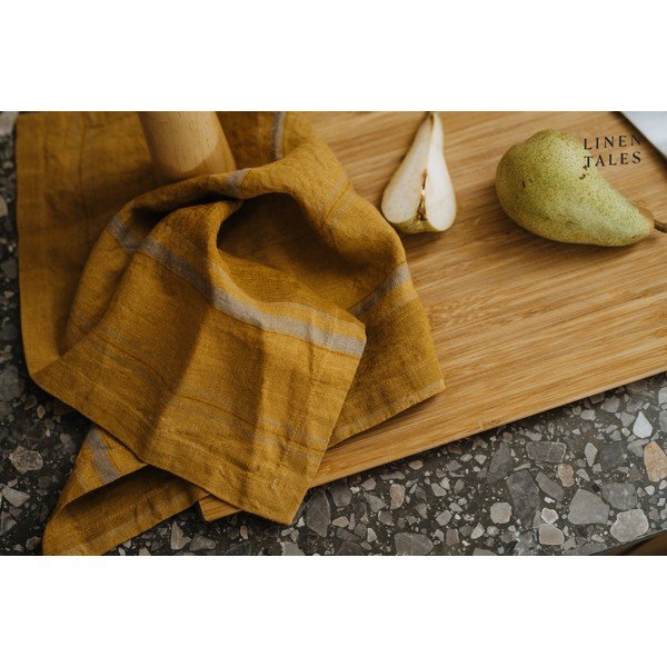 Linane rätik 65x65 cm Amber Bronze Stripes - Linen Tales-image-1